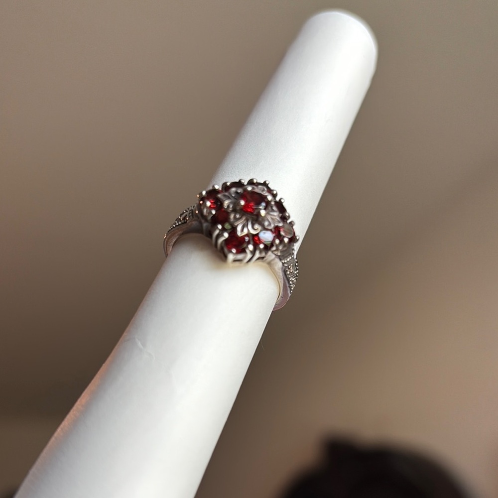 Vintage Garnet Ring 925 - Picture 4 of 8